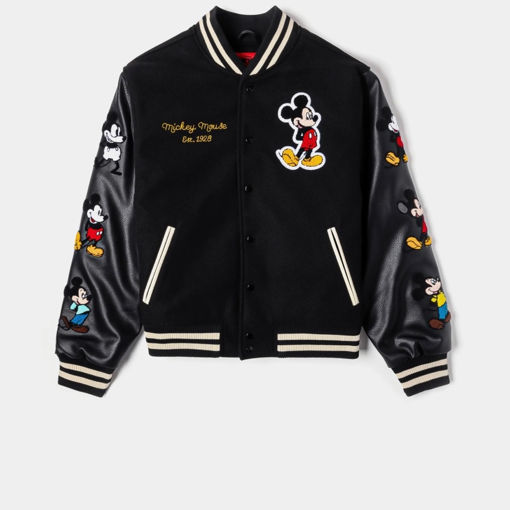 Disney Mickey Mouse Evolution Varsity Leather Jacket
